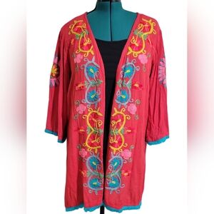 Embroidered Red Women's Top